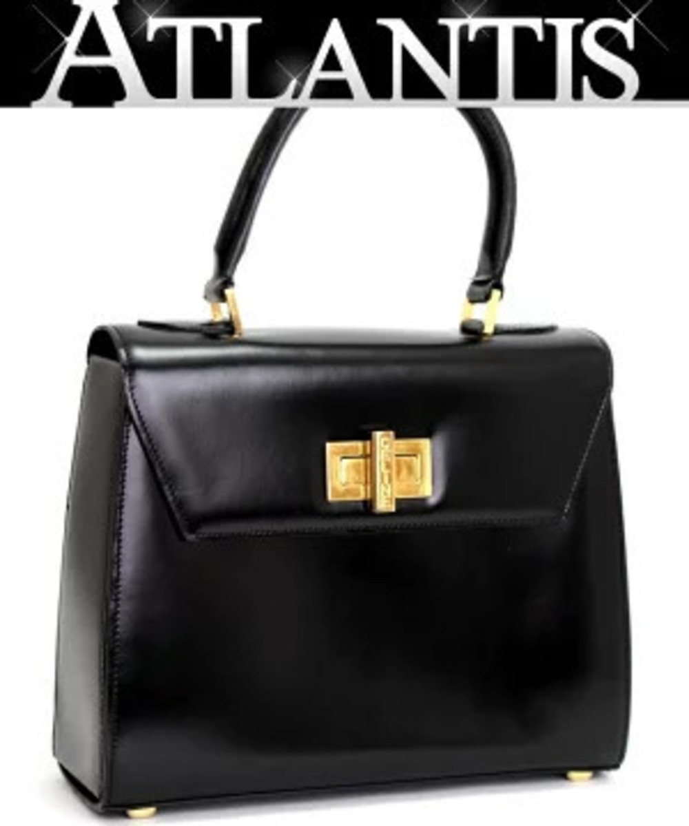Celine Turnlock Handbag Leather Black